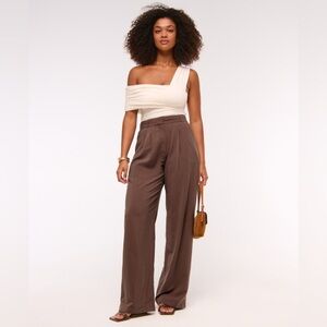 Abercrombie & fitch A&F Sloane Crepe Tailored Wide Leg Pant chestnut sz 29 long